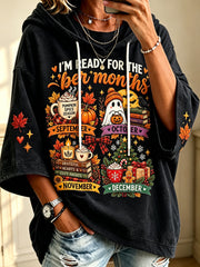 Women's Vintage I'm Ready For The 'ber Months Print Comfy Hoodie