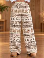 Women's Animal Dog Art Printed Flannel Pants