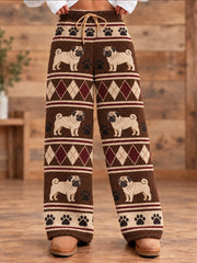 Women's Animal Dog Art Printed Flannel Pants
