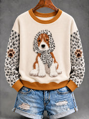 Women's Cute Dog Art Regular Sweatshirt