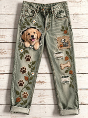 Women's Fun Animals Art Print Flared Trousers