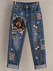 Women's Fun Animals Art Print Flared Trousers
