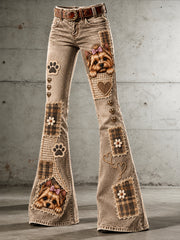 Women's Fun AnimalsArt Print Flared Trousers
