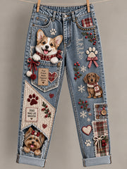 Women's Fun Animal Art Print Flared Trousers