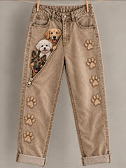 Women's Fun Animal Art Print Flared Trousers