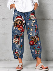 Women's Fun Animal Art Print Flared Trousers