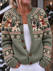 Women's Fun Animal Art Print Button Cardigan