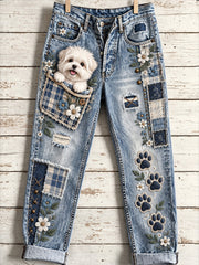 Women's Fun Animals Art Print Flared Trousers