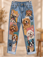 Women's Fun Animals Art Print Flared Trousers