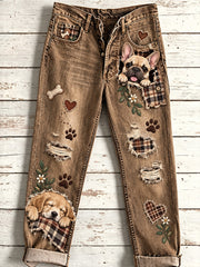 Women's Fun Animals Art Print Flared Trousers
