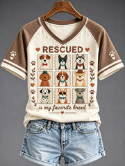 Women's Adopt a Dog Month Pet Lover V-neck T-shirt