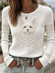 Women's Yorkshire Terrier Waffle-Knit Tops