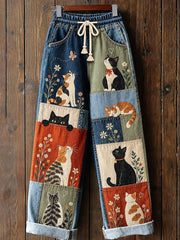 Women Fun Animals Art Print Trousers