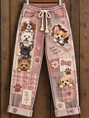 Women Fun Animals Art Print Trousers