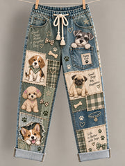 Women Fun Animals Art Print Trousers