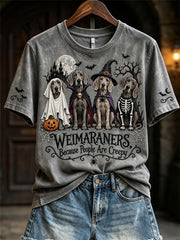 Women's Weimaraners Because People Are Creepy Halloween Dogs Print short-sleeved T-shirt