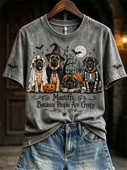 Women's Mastiffs Because People Are Creepy Halloween Dogs Print short-sleeved T-shirt