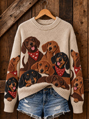 Women's Cute Dogs Print Dog Lovers Casual Sweater