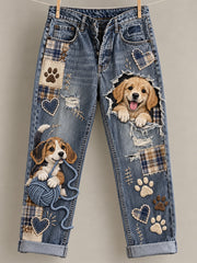 Women's Fun Animal Art Print Flared Trousers