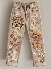 Women's Fun Animal Art Print Flared Trousers