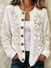 Women's Floral Schnauzer Cardigan