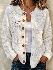 Women's Cavalier King Charles Spaniel Floral Cardigan