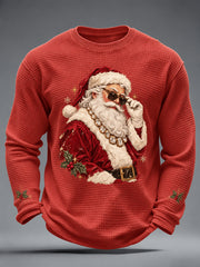 Men's Christmas Santa Claus Art Waffle Long Sleeve T-Shirt