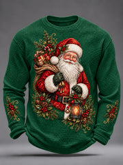 Men's Christmas Santa Claus Art Waffle Long Sleeve T-Shirt