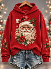 Women's Christmas Santa Claus Print Casual Hoodie