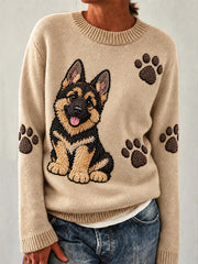 Women's Cute Dog Print Sweater
