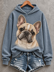Women's Cute French Bulldog Print Comfy Hoodie