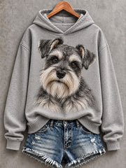 Women's Cute Schnauzer Print Comfy Hoodie