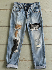 Women's Interesting Animals Art Print Flared Trousers