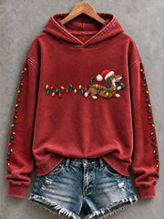 Women's Christmas Light Dachshund Print Regular Sweatshirt