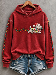 Women's Christmas Lights West Highland White Terrier Print Regular Sweatshirt