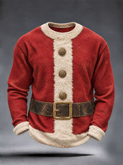 Men's Santa Claus Christmas Waffle Long Sleeve T-Shirt