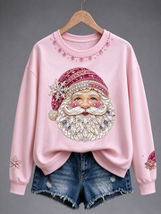 Women's Christmas Breast Cancer Print Regular Sweatshirt