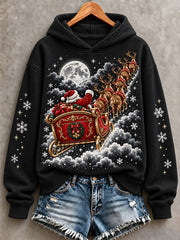 Women's Vintage Santa Sleigh Print Sweatshirt