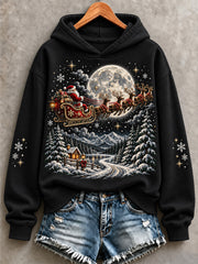 Women's Vintage Santa Sleigh Print Sweatshirt