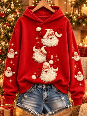 Women's Christmas Santa Print Regular Sweatshirt