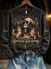 Women's Shetland Sheepdogs Because People Are Creepy Pattern Causal Sweatshirt