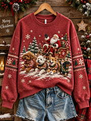 Women's Christmas Dogs Pattern Design Casual Sweatshirt