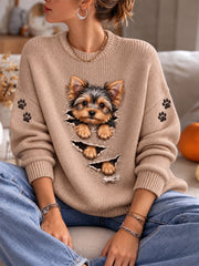Women's Cute dog Print Sweater