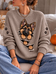 Women's Cute dog Print Sweater