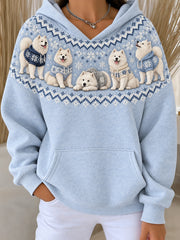 Women's Cute Samoyed Dogs Pattern Causal Hoodie