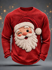 Men's Christmas Santa Claus Waffle Long Sleeve T-Shirt