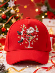 Unisex Christmas Santa Claus Wine Glass Print Hat