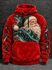 Men's Christmas Santa Printed Flannel Hoodie