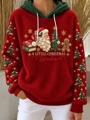 Women's "A Little Christmas Wonder" Christmas Print Flannel Hoodie