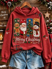 Women's Christmas-patterned printed casual hoodie